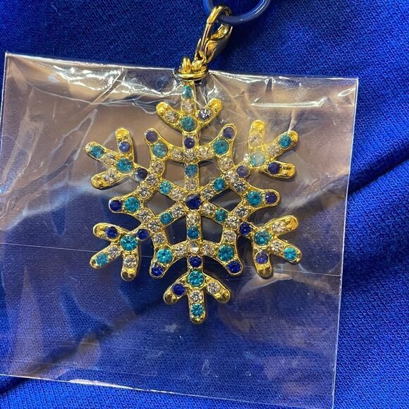 Quacker Factory Blue Zip up rhinestone snowflake christmas size XXS NWT - Picture 3 of 5